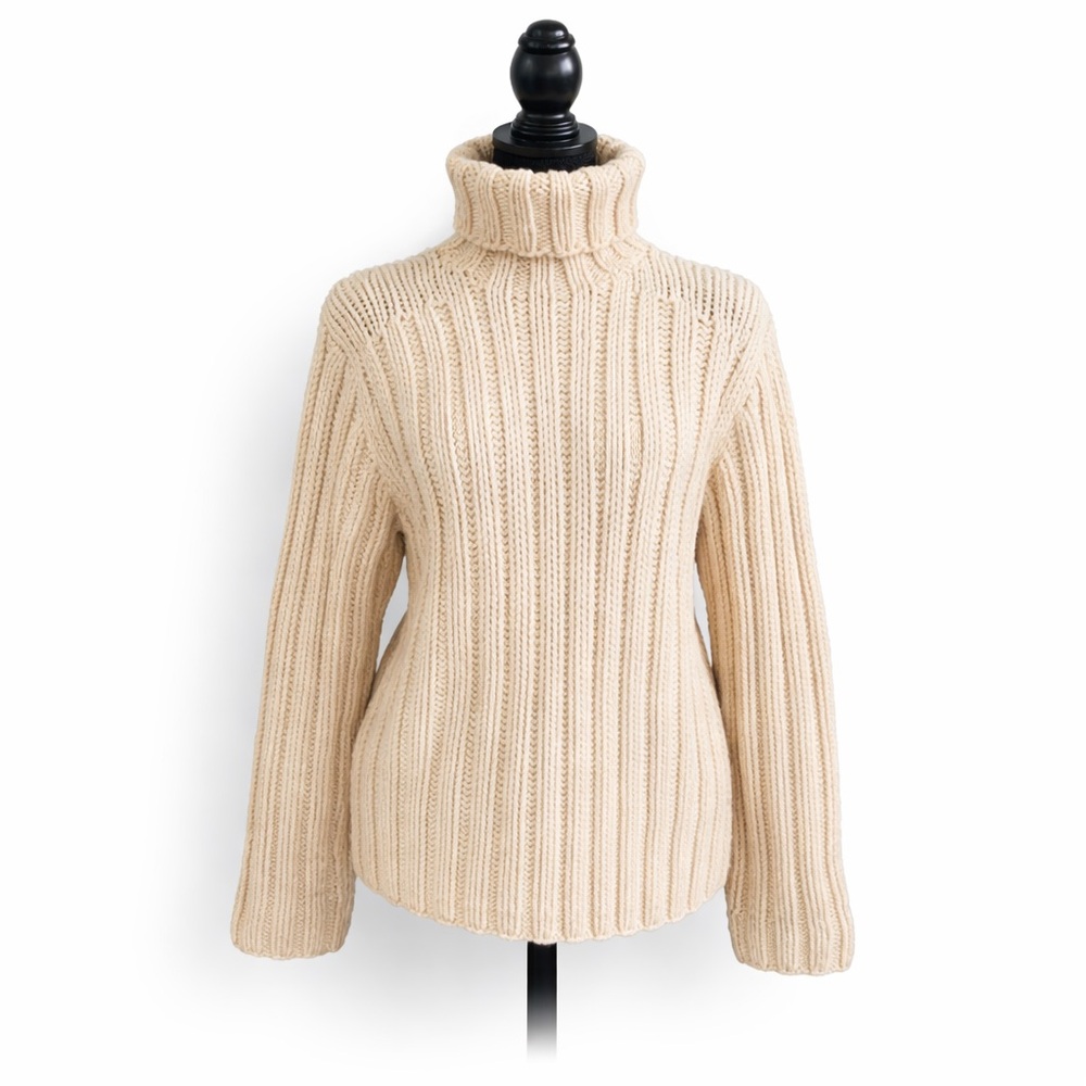 Polo Ralph Lauren Men’s Hand Knit Wool Turtleneck Sweater Cream S